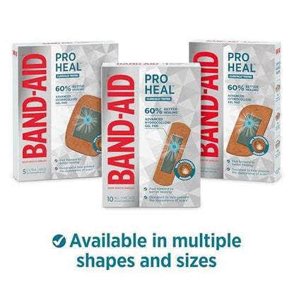 BAND-AID Brand Pro Heal Hydrokolloid-Pflaster, wasserdicht, zur ersten Hilfe bei Blasen und kleinen Wunden, klinisch getestet für bessere Heilung, Einheitsgröße, 10 Stück