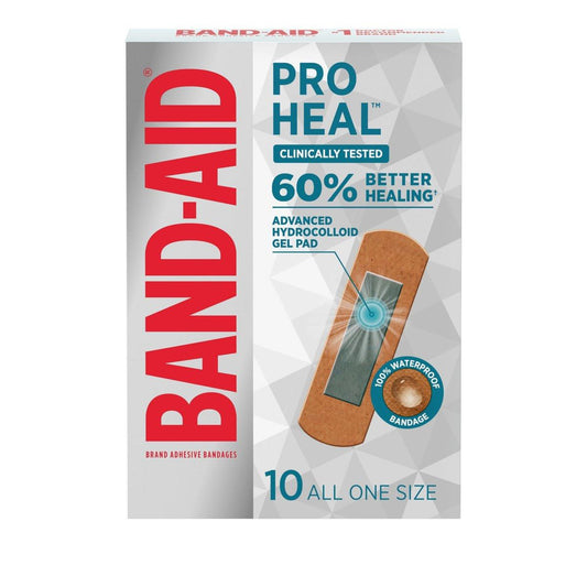 BAND-AID Brand Pro Heal Hydrokolloid-Pflaster, wasserdicht, zur ersten Hilfe bei Blasen und kleinen Wunden, klinisch getestet für bessere Heilung, Einheitsgröße, 10 Stück