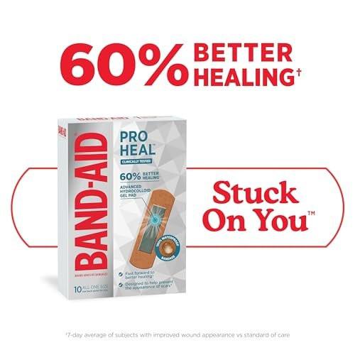 BAND-AID Brand Pro Heal Hydrokolloid-Pflaster, wasserdicht, zur ersten Hilfe bei Blasen und kleinen Wunden, klinisch getestet für bessere Heilung, Einheitsgröße, 10 Stück