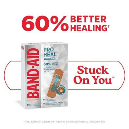 BAND-AID Brand Pro Heal Hydrokolloid-Pflaster, wasserdicht, zur ersten Hilfe bei Blasen und kleinen Wunden, klinisch getestet für bessere Heilung, Einheitsgröße, 10 Stück