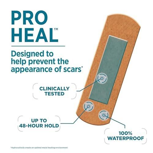 BAND-AID Brand Pro Heal Hydrokolloid-Pflaster, wasserdicht, zur ersten Hilfe bei Blasen und kleinen Wunden, klinisch getestet für bessere Heilung, Einheitsgröße, 10 Stück
