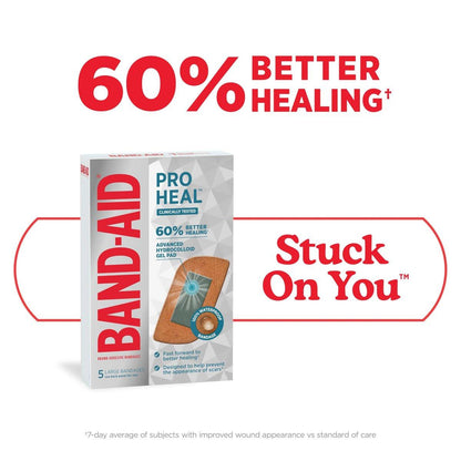 BAND-AID Pro Heal Hydrokolloid-Pflaster, Große wasserdichte Wundpflaster für bessere Heilung kleiner Wunden, 5 Stück
