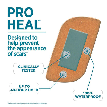 BAND-AID Pro Heal Hydrokolloid-Pflaster, Große wasserdichte Wundpflaster für bessere Heilung kleiner Wunden, 5 Stück