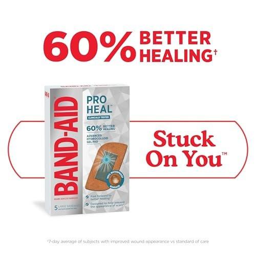 BAND-AID Pro Heal Hydrokolloid-Pflaster, Große wasserdichte Wundpflaster für bessere Heilung kleiner Wunden, 5 Stück