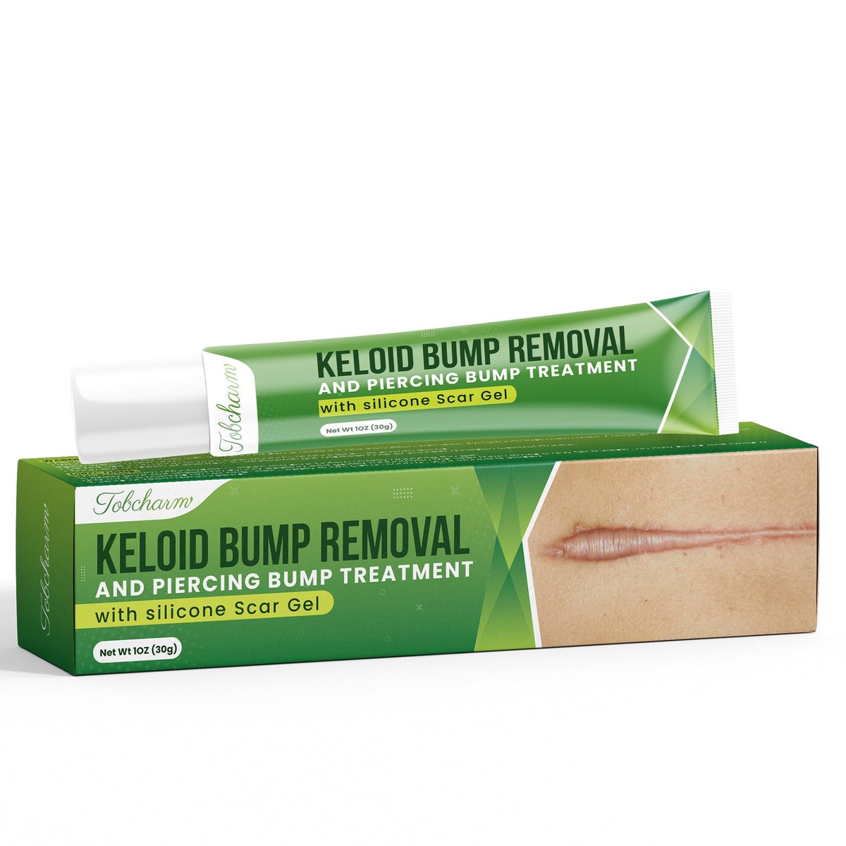 Tobcharm Fortschrittliche Keloid-Entfernung: Silikon-Keloid-Narbencreme für Piercing-, Operations-, Akne- und Verbrennungsnarben, 30 g