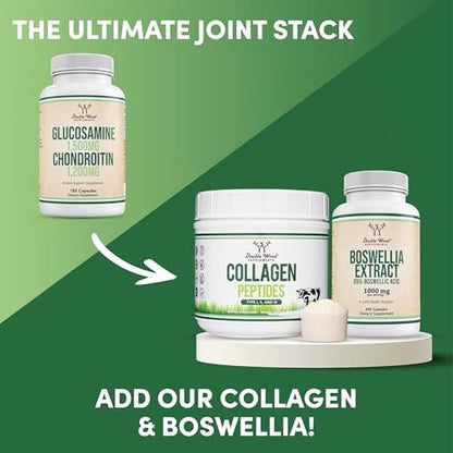 Glucosamin Chondroitin Triple Strength (1.500 mg Glucosaminsulfat, 1.200 mg Chondroitin) 180 Tabletten, Zweimonatsvorrat – Gelenkunterstützung, Glutenfrei, Nicht-GVO von Double Wood
