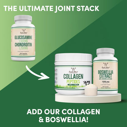 Glucosamin Chondroitin Triple Strength (1.500 mg Glucosaminsulfat, 1.200 mg Chondroitin) 180 Tabletten, Zweimonatsvorrat – Gelenkunterstützung, Glutenfrei, Nicht-GVO von Double Wood