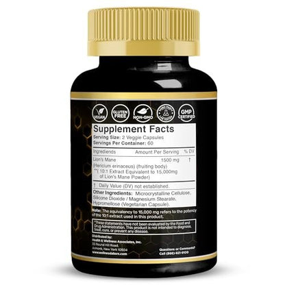 Löwenmähne Pilz Kapseln - 120 Stück - Gedächtnis & Fokus Unterstützung, Immunsystem Booster - 2er Pack