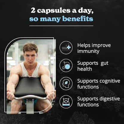 3000mg Irisches Seemoos, 2000mg Schwarzkümmelöl, 1000mg Ashwagandha, 1000mg Klettenwurzel, 1000mg Blasentang mit schwarzem Pfeffer & Vitamin C | Vitalität & Energie | All-in-One Nahrungsergänzung | 120 Kapseln