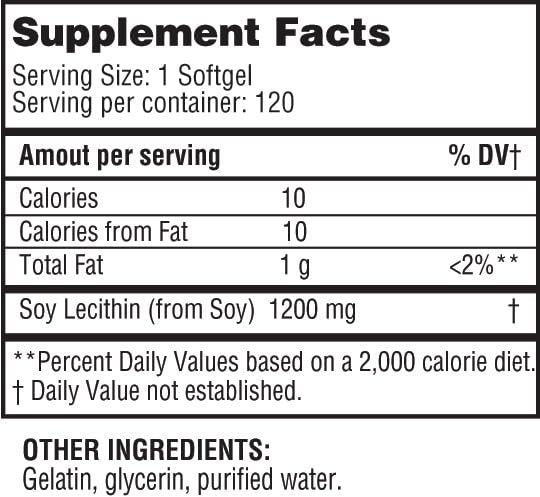 HEALTH LFE Lecithin 1200 mg – Hochdosiert, 120 Weichkapseln, natürliche Kombination essenzieller Fettsäuren zur Unterstützung der Gehirn- und Nervenfunktion, Nahrungsergänzungsmittel