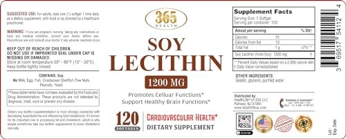 HEALTH LFE Lecithin 1200 mg – Hochdosiert, 120 Weichkapseln, natürliche Kombination essenzieller Fettsäuren zur Unterstützung der Gehirn- und Nervenfunktion, Nahrungsergänzungsmittel