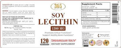 HEALTH LFE Lecithin 1200 mg – Hochdosiert, 120 Weichkapseln, natürliche Kombination essenzieller Fettsäuren zur Unterstützung der Gehirn- und Nervenfunktion, Nahrungsergänzungsmittel