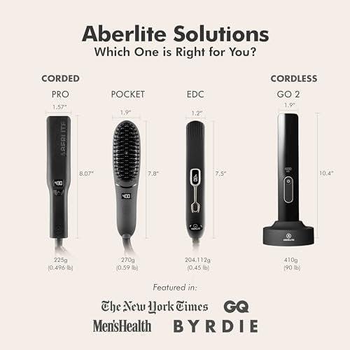 Aberlite Go 2 - Kabelloser Bart- & Haarglätter - Schmerzfreier Anti-Scald-Kamm - Fortschrittliche Ionenpflege - Akkubetriebene Heißbürste für alle Barttypen