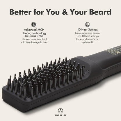 Aberlite Pro Professioneller Bart- und Haarglätter - Fortschrittliche Ionen- und Anti-Scald-Technologie - Schmerzfreies Styling - Glättungskamm für Männer - für alle Barttypen