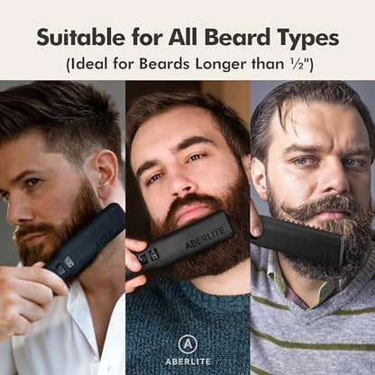 Aberlite Pro Professioneller Bart- und Haarglätter - Fortschrittliche Ionen- und Anti-Scald-Technologie - Schmerzfreies Styling - Glättungskamm für Männer - für alle Barttypen