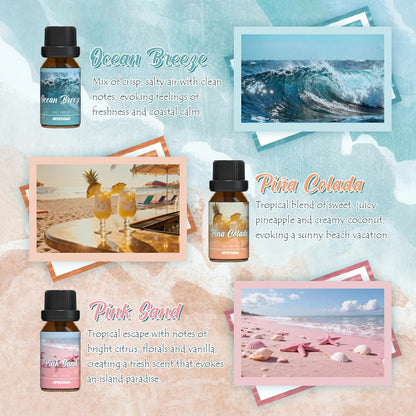 ARVIDSSON Sommer Ätherische Öle Set – Tropische Duftöle für Diffuser, Seifen- und Kerzenherstellung – Ocean Breeze, Pina Colada, Fresh Cotton, Pink Sand, Plumeria, Kokosnuss – Duftöl für Zuhause