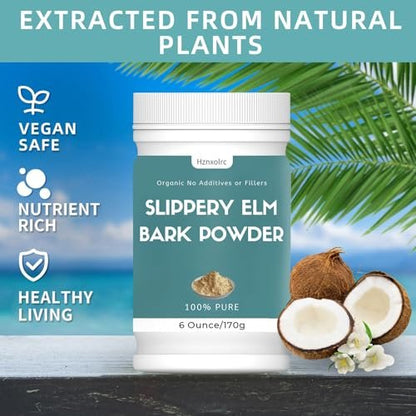 Hznxolrc Bio Ulmenrindenpulver 170 g – Organisch, 100% Rein & Natürlich, Lebensmittelqualität, Beruhigt Hals und Husten, Vegan, Haustierfreundlich