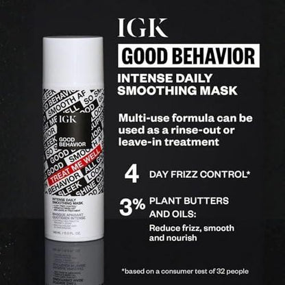 IGK GOOD BEHAVIOR Intense Daily Smoothing Mask – Glättende Haarmaske gegen Frizz, 5 oz