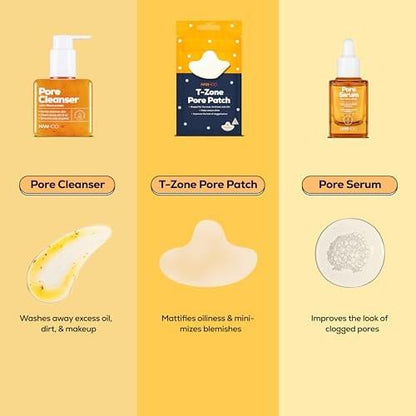 Hanhoo Pore Collection – Reinigungs-, Serum- und Porenpflaster-Set mit Niacinamid und Salicylsäure, klärt verstopfte Poren, Koreanische Hautpflege