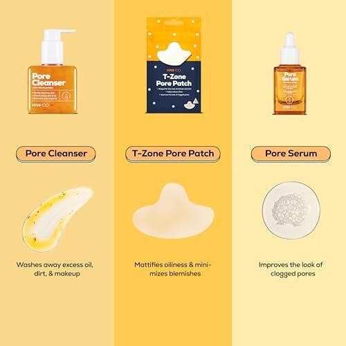 Hanhoo Pore Collection – Reinigungs-, Serum- und Porenpflaster-Set mit Niacinamid und Salicylsäure, klärt verstopfte Poren, Koreanische Hautpflege