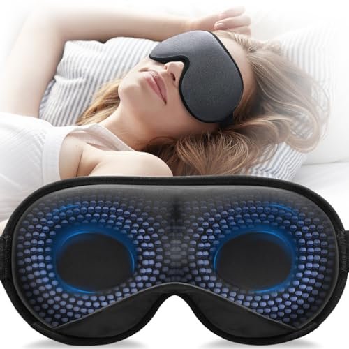 YFONG Gewichtete Schlafmaske 120g – 3D Augenschlafmaske für Männer und Frauen, Lichtblockierende Maske mit verstellbarem Band, Druckentlastung für Reisen, Nickerchen und Yoga, Grau