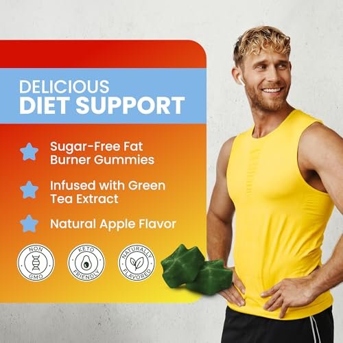 Nobi Nutrition Morgen Fatburner Gummies | Gewichtsverlust für Frauen & Männer | Appetitzügler & Stoffwechsel-Booster | Thermogener Bauchfettverbrenner mit Grüntee, Garcinia, Grüner Kaffeebohne & mehr | 60 Gummies