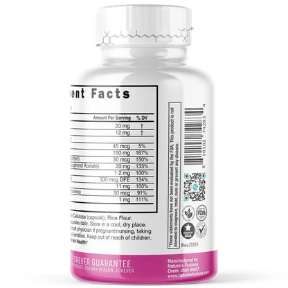 Nature's Fusions Nutri Lutein 20mg Augen Vitamine Komplex - Dreifache Carotinoid-Formel - Lutein und Zeaxanthin - Enthält Zink, Vitamine A, C, D3, E, Folsäure - 60 Kapseln - Nahrungsergänzungsmittel für die Augengesundheit