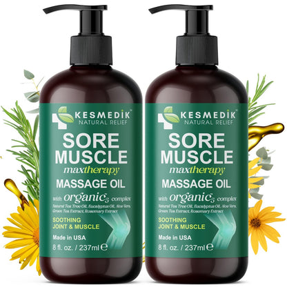 Muskelschmerz-Massageöl mit Arnika, Eukalyptus & Teebaumöl – Tiefenwirksame Muskelentspannung, Regeneration & Anti-Cellulite – 2er-Pack (2x 240 ml)