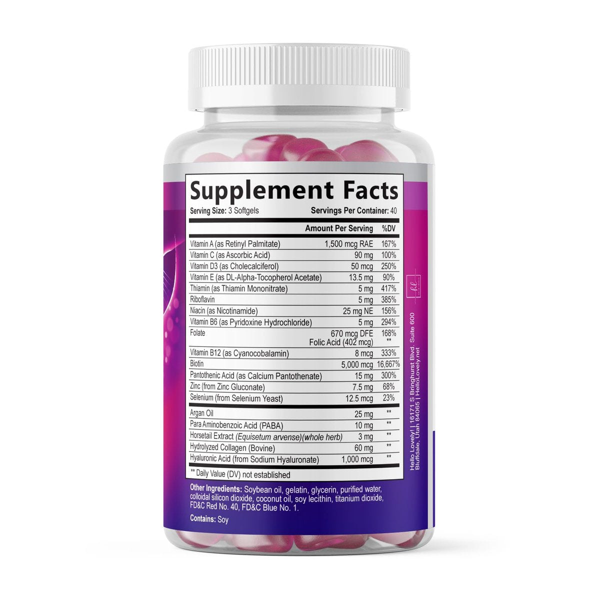 Haar-Vitamine für Frauen mit Arganöl, Kollagen, Biotin und Hyaluronsäure – Fördert schnelleres Haarwachstum, Haut- und Nagelpflege – 120 Softgels, hergestellt in den USA