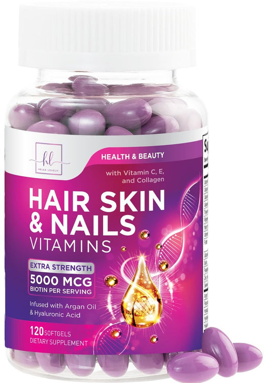 Haar-Vitamine für Frauen mit Arganöl, Kollagen, Biotin und Hyaluronsäure – Fördert schnelleres Haarwachstum, Haut- und Nagelpflege – 120 Softgels, hergestellt in den USA