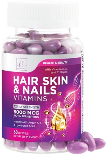 Haar Vitamine für Frauen für Haarwachstum - Argan-angereichertes Nahrungsergänzungsmittel mit Kollagen, Biotin und Hyaluronsäure - Unterstützt schnelleres Haarwachstum, Haut- und Nagel-Schönheitsvitamine, in den USA abgefüllt - 60 Softgels