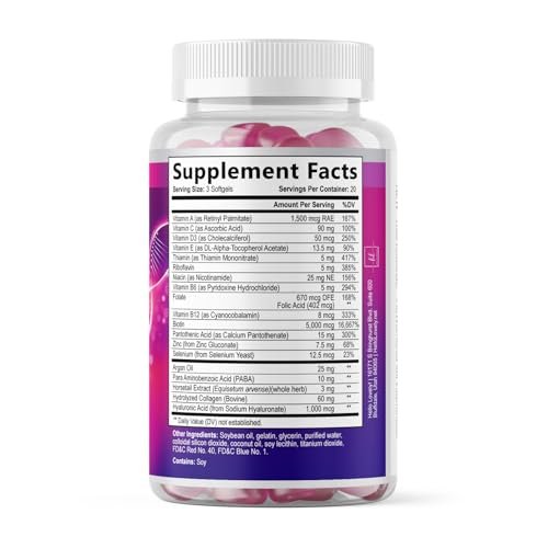 Haar Vitamine für Frauen für Haarwachstum - Argan-angereichertes Nahrungsergänzungsmittel mit Kollagen, Biotin und Hyaluronsäure - Unterstützt schnelleres Haarwachstum, Haut- und Nagel-Schönheitsvitamine, in den USA abgefüllt - 60 Softgels