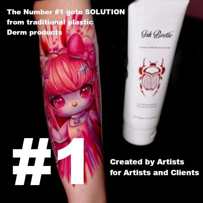 Ink Beetle Tattoo Aftercare Sealant Gel – 240 ml – Atmungsaktive Schutzschicht ohne Klebstoff oder Latex – Natürliche Heilungsinhaltsstoffe – Schmerzloses Abwaschen – Keine Hautreizungen