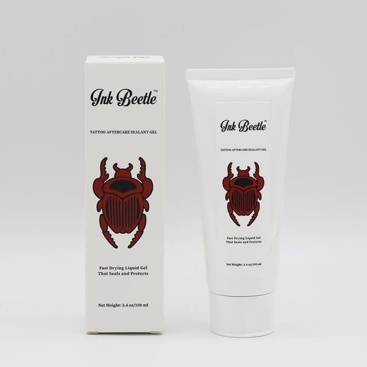 Ink Beetle Tattoo Aftercare Sealant Gel – 240 ml – Atmungsaktive Schutzschicht ohne Klebstoff oder Latex – Natürliche Heilungsinhaltsstoffe – Schmerzloses Abwaschen – Keine Hautreizungen