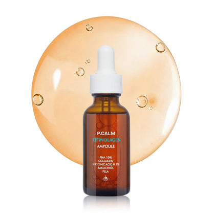 P.CALM Retinolagen Ampulle – Retinol & veganes hydrolysiertes Kollagen für Porenverfeinerung, Falten und feine Linien, Korean Glass Skin (30 ml / 1,01 fl.oz)