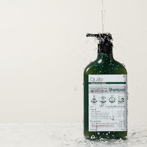 Dr.ato Apfelessig Shampoo – pH5.5 hypoallergenes Haarshampoo mit AHA aus Apfel – Haut- und Augenreizung getestet – alle Inhaltsstoffe sicher, allergen- und parabenfrei, 310 ml