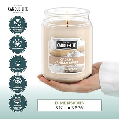 Candle-lite Herbst-Duftkerzen, Cremiger Vanille-Zwirbel, 18 oz Glas, Stolz in den USA gegossen, Aromatherapie-Kerze, Einzeldocht mit 110 Stunden Brenndauer, Perfekt für eine entspannte Atmosphäre