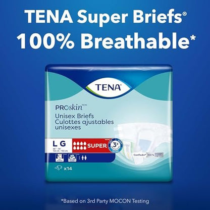 TENA ProSkin Incontinence Super Briefs, Erwachsenwindeln, Super Saugfähigkeit, Blasenschwäche-Kontrolle, Extra Large, 12 Stück