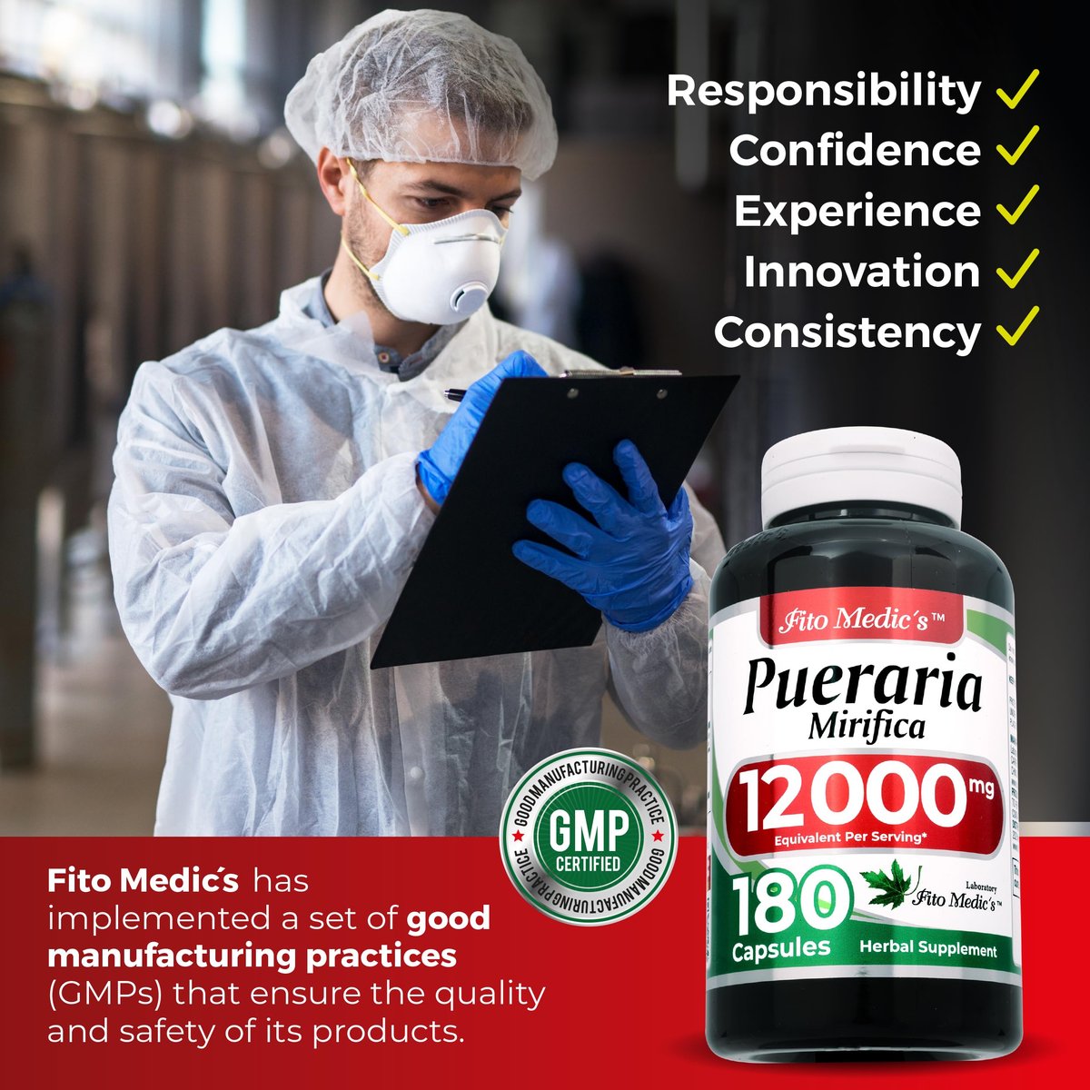 FITO MEDIC'S Lab Pueraria Mirifica 180 Kapseln – Hochwertiges Nahrungsergänzungsmittel