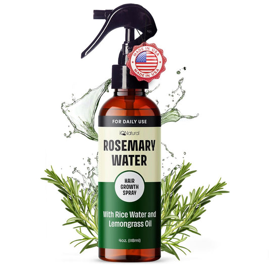 IQNATURAL Rosmarinwasser Spray für Haarwachstum - Hergestellt in den USA - Rosmarinspray für Haare, Wurzelverstärker - Stärken, Feuchtigkeit spenden, Verdicken, Reparieren - Rosmarin Haarspray - 118 ml