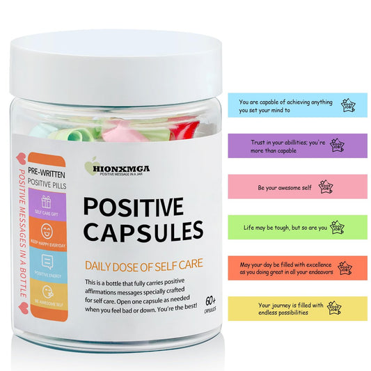 HIONXMGA Positive Messages in a Bottle – 60+ Affirmationen für tägliche Positivität, Achtsamkeit & Entspannung – Selbstfürsorge Geschenk für Frauen & Männer
