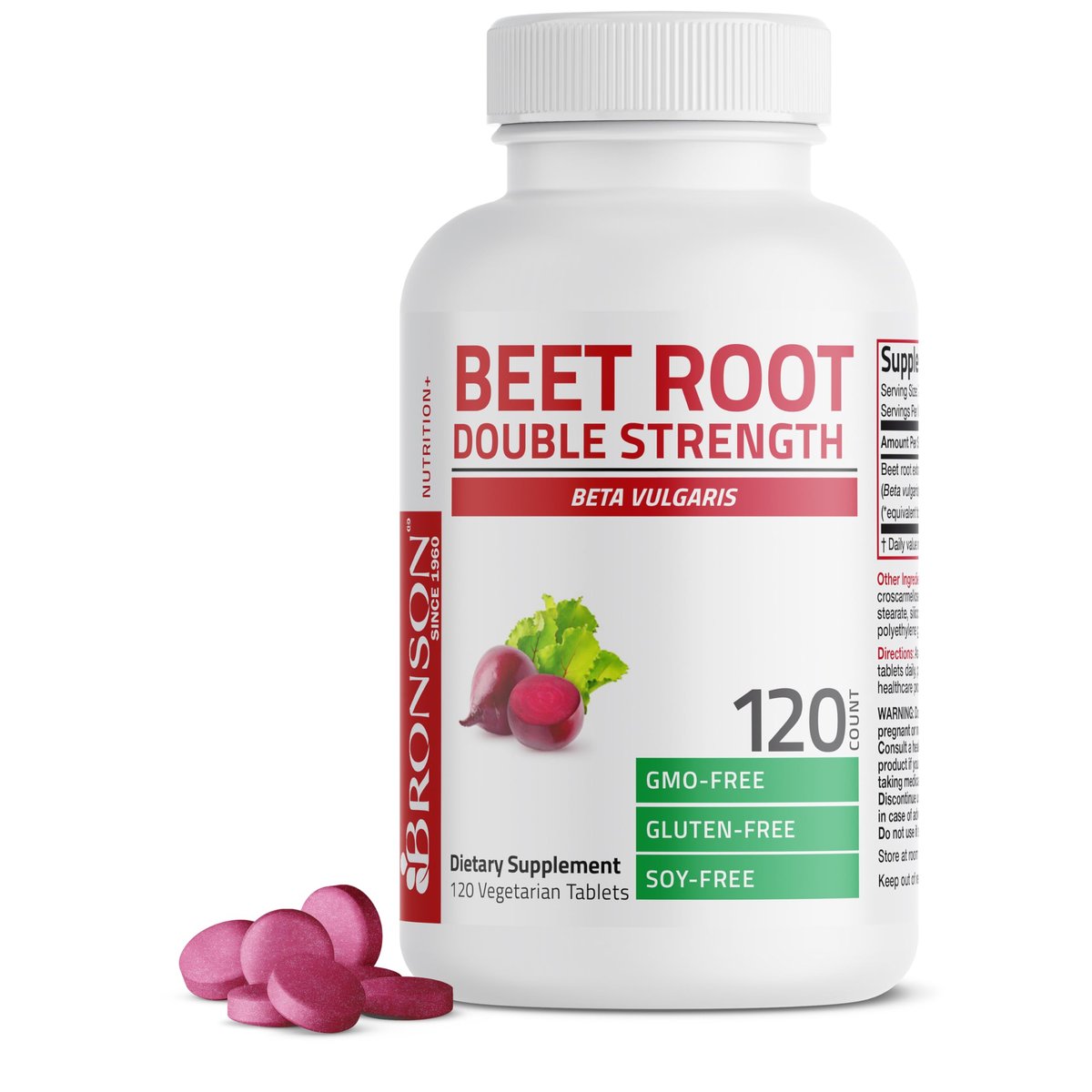 Bronson Rote Bete Doppelte Stärke, Nicht-GVO, 120 Vegetarische Tabletten