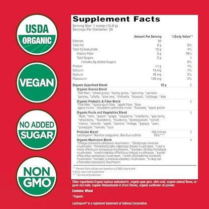 Country Farms Super Greens Berry Geschmack – 50 Bio-Superfoods, USDA Bio-Getränkepulver (Weizengras, Spirulina, Chlorella) mit Pilzen & Probiotika, Ballaststoffe, Darmgesundheit, natürliche Energie, 30 Portionen