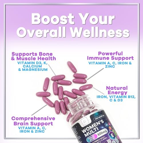 Multivitamin für Frauen – Tägliches Frauen-Multivitamin mit Biotin, Calcium, Folsäure, Eisen, Zink, Vitamin A, C, D, E & B-Vitaminen – Nahrungsergänzungsmittel für Haar, Haut und Nägel – 60 Softgels