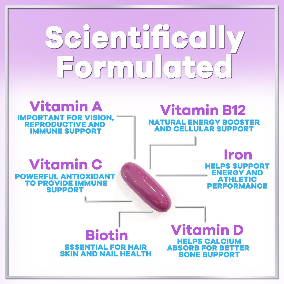 Multivitamin für Frauen – Tägliches Frauen-Multivitamin mit Biotin, Calcium, Folsäure, Eisen, Zink, Vitamin A, C, D, E & B-Vitaminen – Nahrungsergänzungsmittel für Haar, Haut und Nägel – 60 Softgels