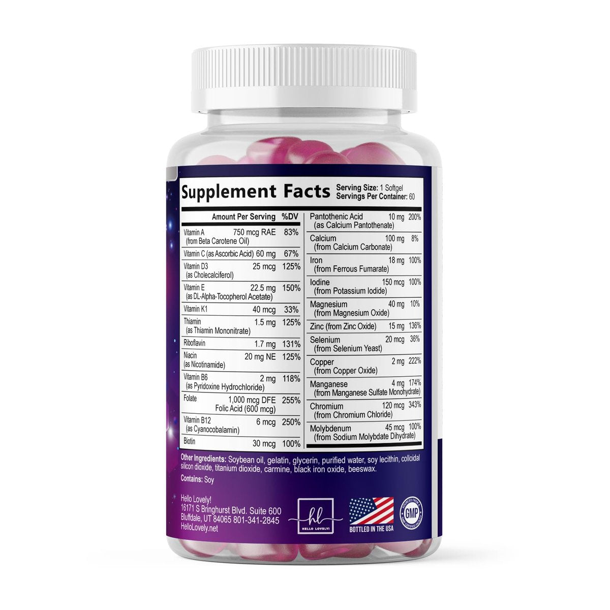 Multivitamin für Frauen – Tägliches Frauen-Multivitamin mit Biotin, Calcium, Folsäure, Eisen, Zink, Vitamin A, C, D, E & B-Vitaminen – Nahrungsergänzungsmittel für Haar, Haut und Nägel – 60 Softgels