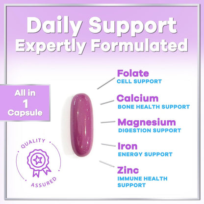 Multivitamin für Frauen – Tägliches Frauen-Multivitamin mit Biotin, Calcium, Folsäure, Eisen, Zink, Vitamin A, C, D, E & B-Vitaminen – Nahrungsergänzungsmittel für Haar, Haut und Nägel – 60 Softgels