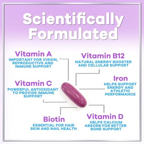 Multivitamin für Frauen – Tägliches Frauen-Multivitamin mit Biotin, Calcium, Folsäure, Eisen, Zink, Vitamin A, C, D, E & B-Vitaminen – Nahrungsergänzungsmittel für Haar, Haut und Nägel – 60 Softgels