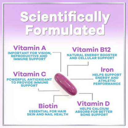 Multivitamin für Frauen – Tägliches Frauen-Multivitamin mit Biotin, Calcium, Folsäure, Eisen, Zink, Vitamin A, C, D, E & B-Vitaminen – Nahrungsergänzungsmittel für Haar, Haut und Nägel – 60 Softgels