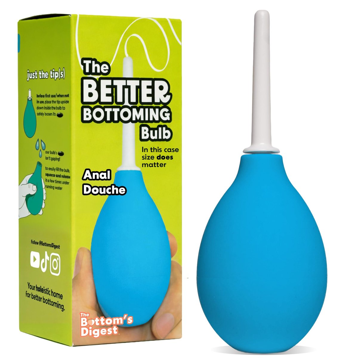 Bottom’s Digest Anal-Dusche Einlaufbirne | 3,0 oz Einlaufbirne mit leicht zu reinigender 6 cm weißer Spitze für Männer & Frauen